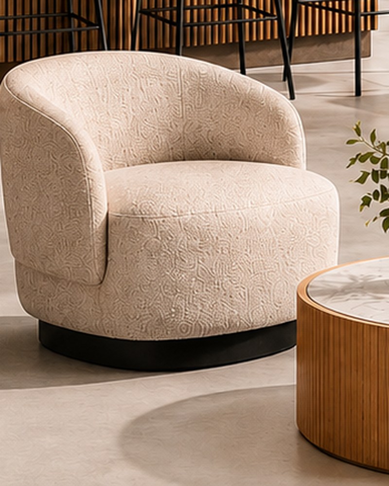 Boucle tub chair detail